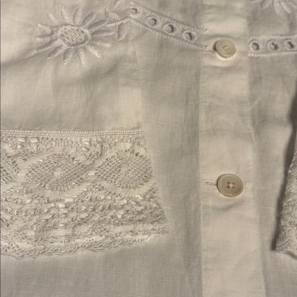 Madewell women’s Embroidered Lace Button-Up Shirt linen blend white Size L NWT - Picture 8 of 9